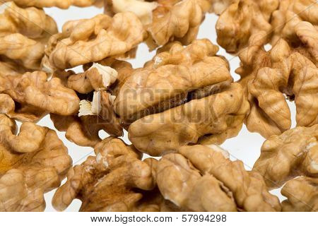 cracked walnut isolated on the white background