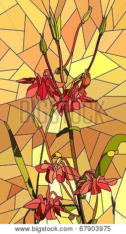 Vector Illustration Of Flowers Red Columbine.