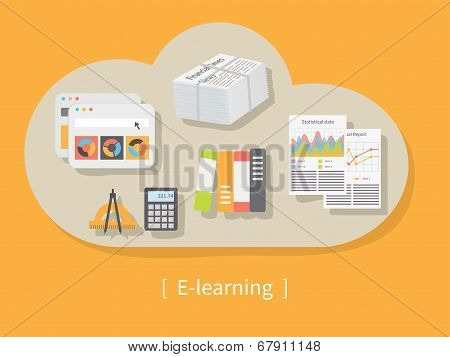Online education and e-learning vector illustration