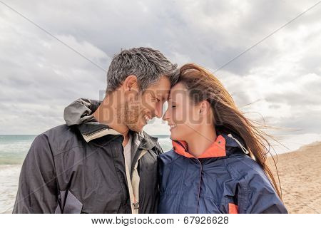 walking the coast in colder season autumn fall