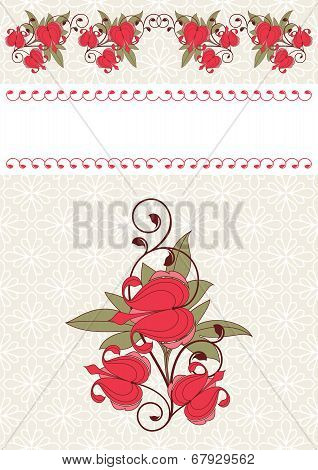 Invitation card with flowers.