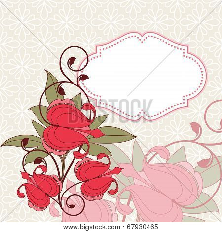 Invitation card with flowers.