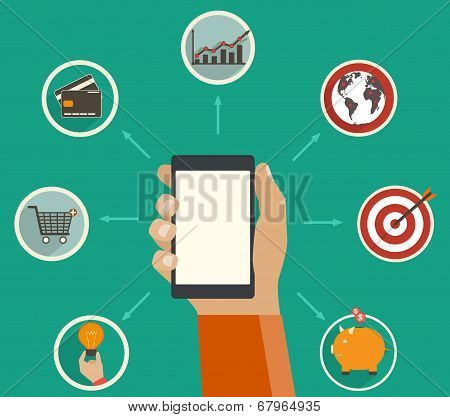 Online Finance App, Financial Analytics Tracking On A Digital Device - Concept In Flat Style