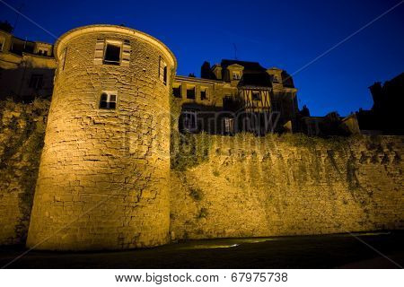 the historic city of Vannes at nigth, in Brittany, France