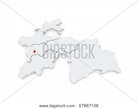 Map of Dushanbe. Tajikistan. 3d