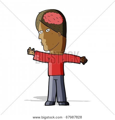 cartoon man with brain