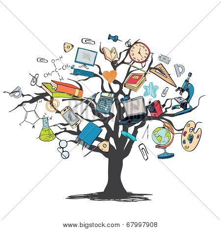 Education icon doodle tree