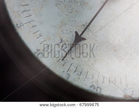 Meter Needle Of Old Barometer Closeup