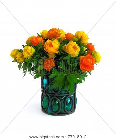 Flowers In Vase Isolated On White Background
