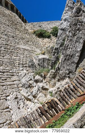 Iin The Courtyard Of Fortresses Guaita On Mount Titan. The Republic Of San Marino