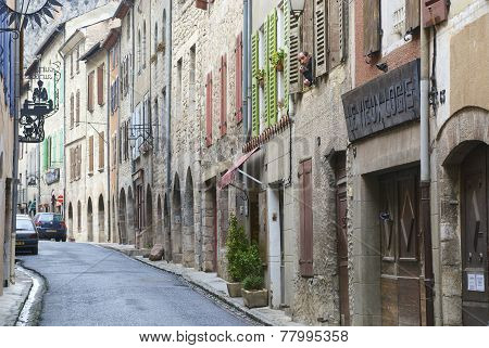 Unidentified man looks from the window, Villefranche de Conflent, France.