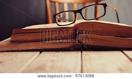 Book and glasses
