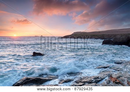 Sunset On The Cornwall Coast
