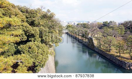 Canal Around Nijo Castle In Kyoto Japan