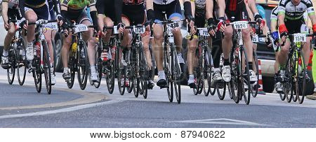 Vicenza, Vi, Italy - April 12, 2015: Cyclists Run On Racing Bikes During Cycle Road Race