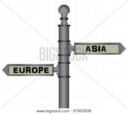 Symbolic Signpost Europe - Asia
