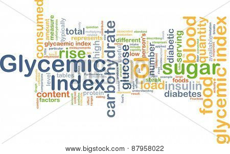 Background text pattern concept wordcloud illustration of of glycemic index