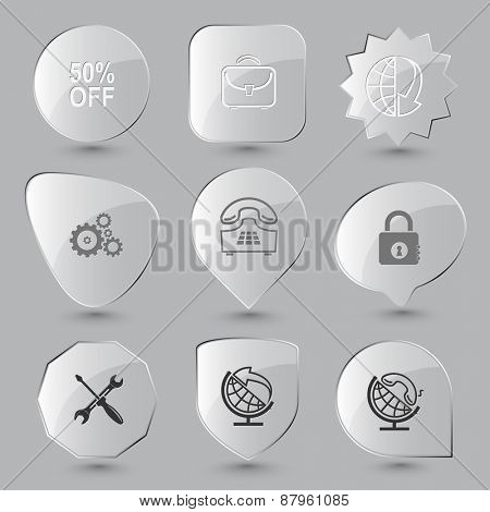 Business set. Raster glass buttons.