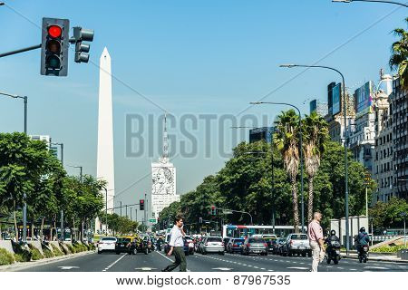 Buenos Aires, Argentina - April 9, 2015: Unidentified Business People Walking Down The Street At Ico