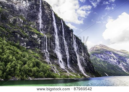 Waterfall of Geiranger fjord