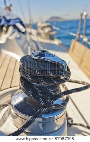 Yacht Winch On The Deck