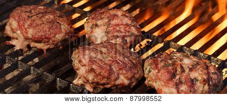 Bbq Beef Burgers On Hot Grill