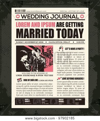 Newspaper Wedding Invitation Design Template