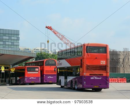 Public Commuter Buses At A Busy Bus Terminal
