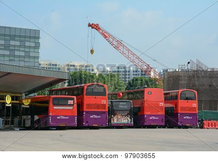 Public Commuter Buses At A Busy Bus Terminal