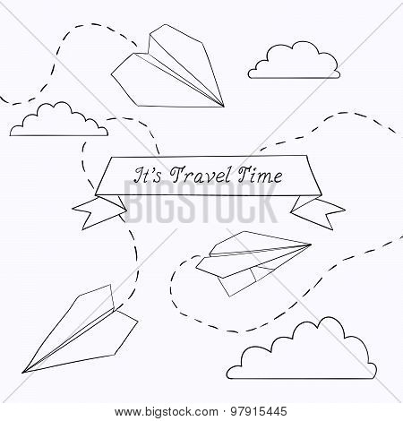 Vector Illustration With Paper Plane