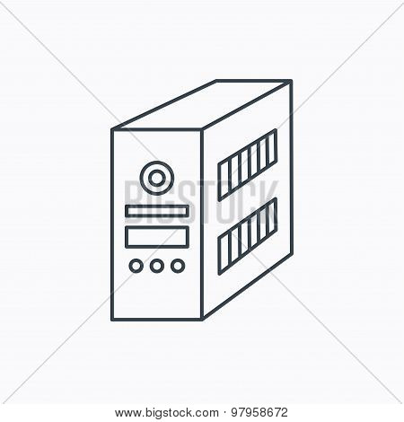 Computer server icon. PC case or tower sign.