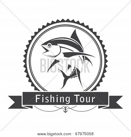 label fishing tuna, vector