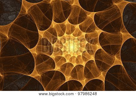 Computer-generated illustration of abstract fractal spiral tunnel