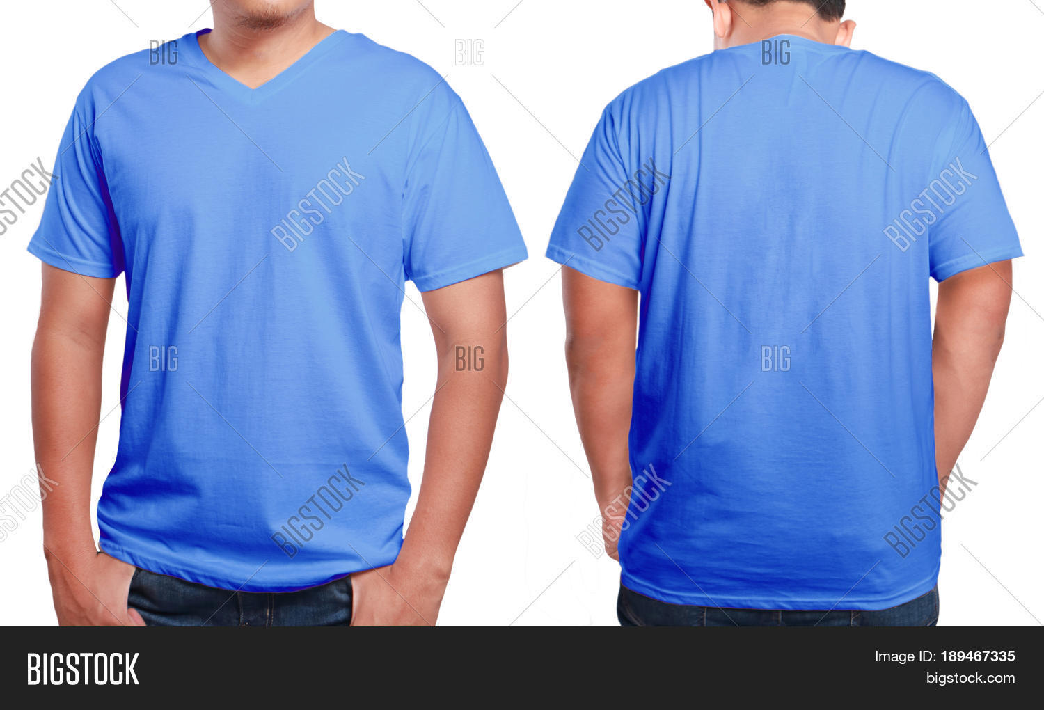 plain blue shirt front and back