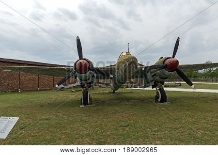 KRUMOVO, PLOVDIV, BULGARIA - 29 APRIL 2017: Bomber Tupolev Tu-2 in Aviation Museum near Plovdiv Airport, Bulgaria