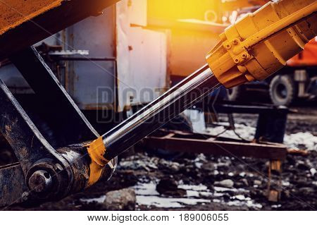 Pneumatic piston for machinery technology. Concept machine for lifting the load and hydraulic forces.