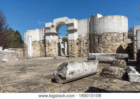 Ruins of Round (Golden) Church  of St. John, Preslav near The Second capital city of the First  Bulgarian Empire  Great Preslav, Bulgaria