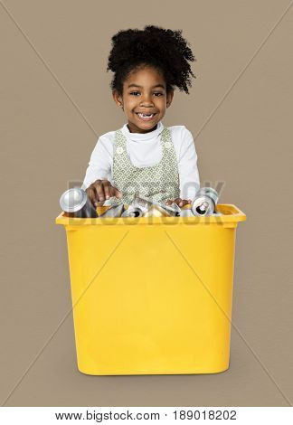 African Descent Girl holding Plastic Container