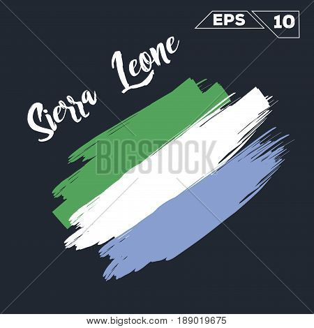 Sierra Leone flag brush strokes painted vector illustration