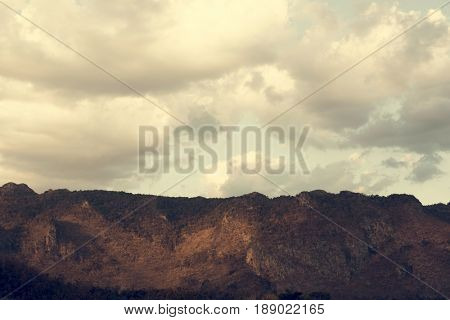 Cloudy Blue Sky Beautiful Scene with Mountain