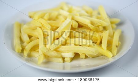 French fries, chips or finger chips are served hot, either soft or crispy, and are generally eaten as part of lunch or dinner or by themselves as a snack