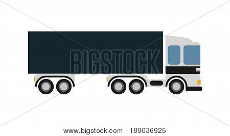 Commercial freight truck isolated icon. Modern lorry truck side view, vehicle for cargo transportation, trucking and delivery service vector illustration