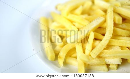 French fries, chips or finger chips are served hot, either soft or crispy, and are generally eaten as part of lunch or dinner or by themselves as a snack