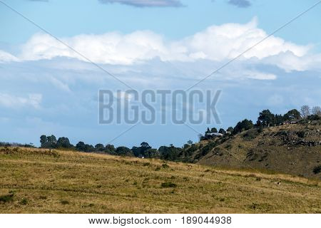 Rural Autumn Winter Cloudy Sky Hills And Valley Landscape