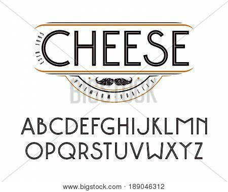 Decorative sanserif font with an internal contour. Medium face. Black font on white background