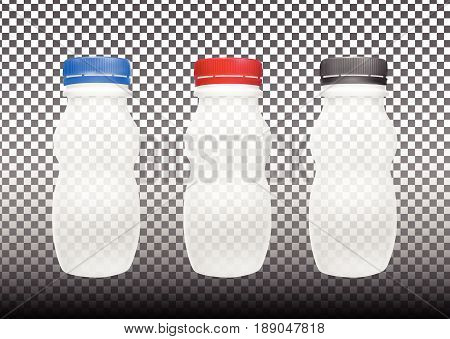 Transparent empty plastic bottle for yogurt. Packaging for sour cream, sauce and snack.
