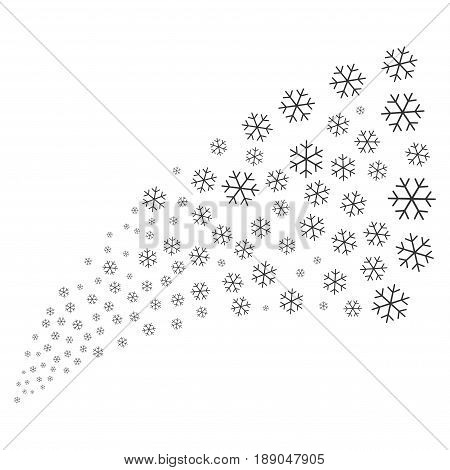 Snowflake source stream. Vector illustration style is flat gray iconic symbols on a white background. Object fireworks fountain combined from scattered pictographs.