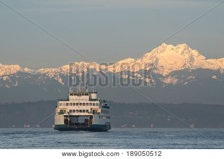 Car Ferry Arriving at Seattle Washington State