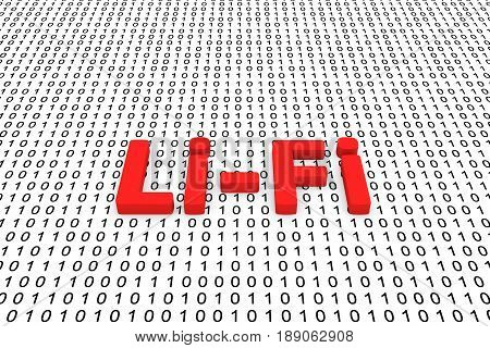 Li Fi is represented as a binary code 3d illustration
