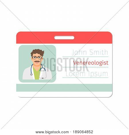 Venereologist medical specialist badge template for game design or medicine industry. Vector ilustration